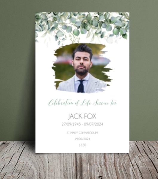 Eucalyptus greenary funeral order of service 150 - Free Funeral Order of Service Template