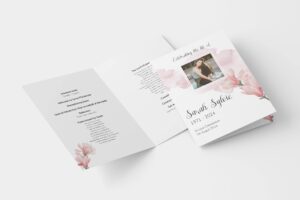 Dreamy pink floral funeral order of service