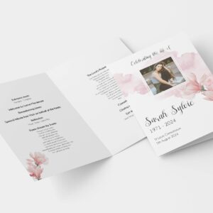 Dreamy pink floral funeral order of service