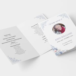 Delicate blue floral funeral order of service 152