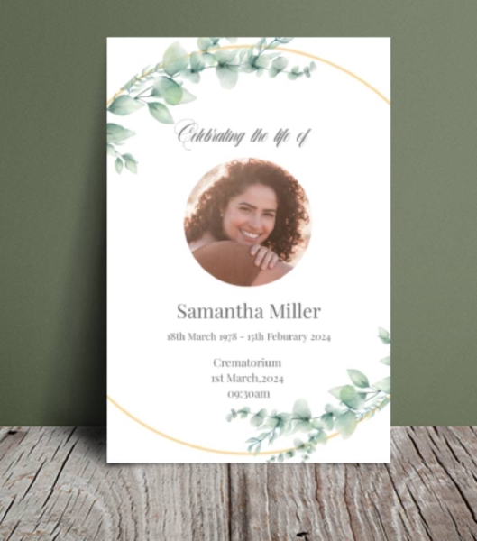 Eucalyptus funeral order of service template - Free Funeral Order of Service Template
