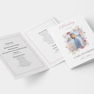 Soft pastel roses funeral order of service template 153