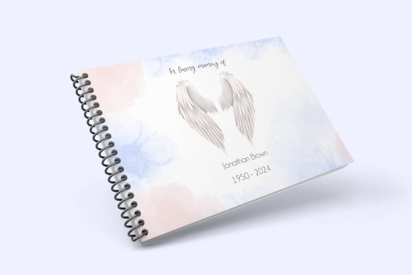 Angel wings funeral condolence book 005 – Funeral Order of Service Template