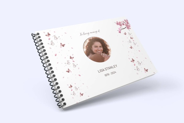 Blossom and butterflies condolence book 003 – Funeral Order of Service Template