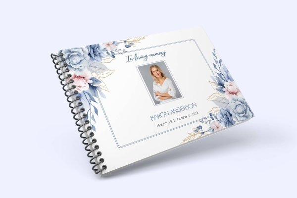 Blue rose funeral condolence book 18 - Free Funeral Order of Service Template