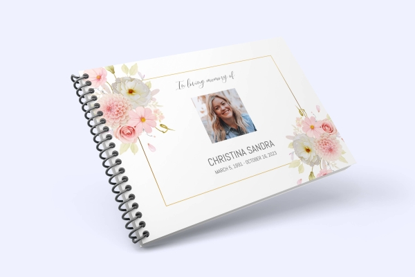 Carnations and roses funeral condolence book 025 - Free Funeral Order of Service Template