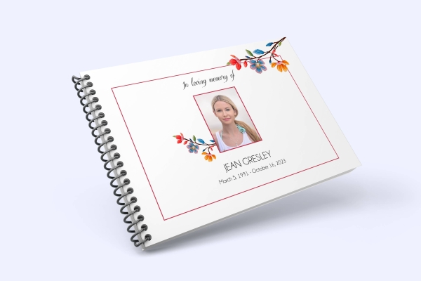Colourful floral funeral condolence book 027 - Free Funeral Order of Service Template