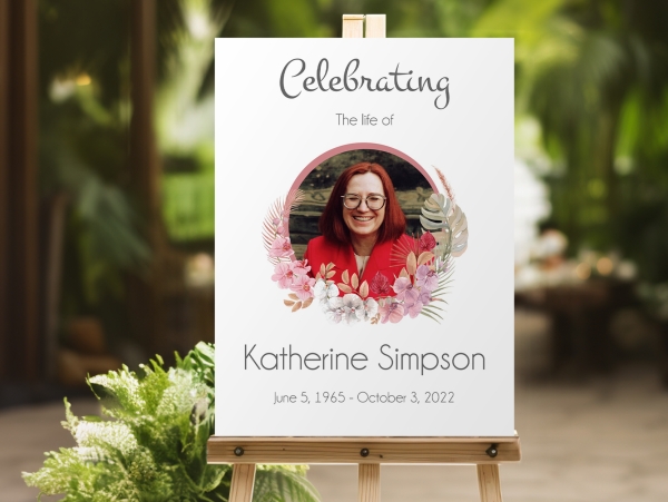 Delicate floral frame funeral memory board077 - Free Funeral Order of Service Template