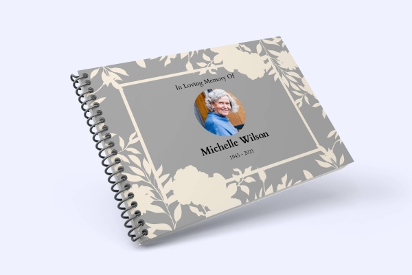 Floral shadow funeral condolence book 032 - Free Funeral Order of Service Template