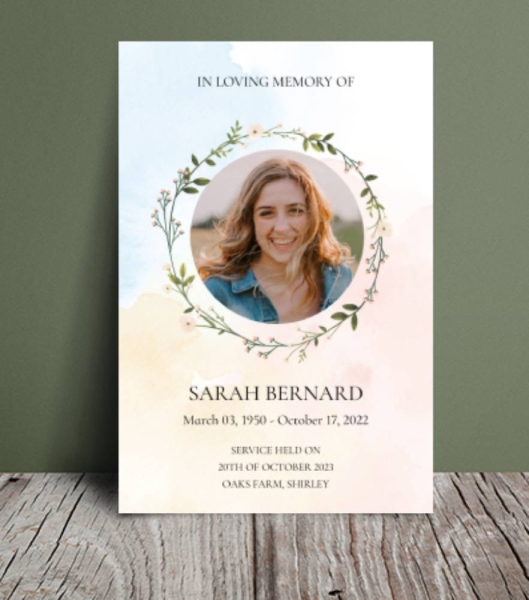 Floral wreath funeral order of service template 159 - Free Funeral Order of Service Template