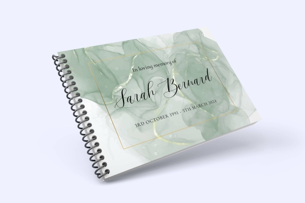 Funeral condolence book soothing green 020 - Free Funeral Order of Service Template