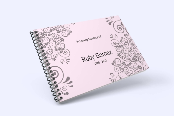 Funeral condolence book with swirls 031 - Free Funeral Order of Service Template