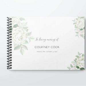 White roses funeral memorial guest book