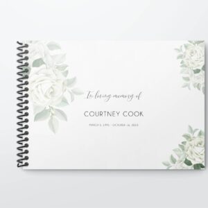White roses funeral memorial guest book