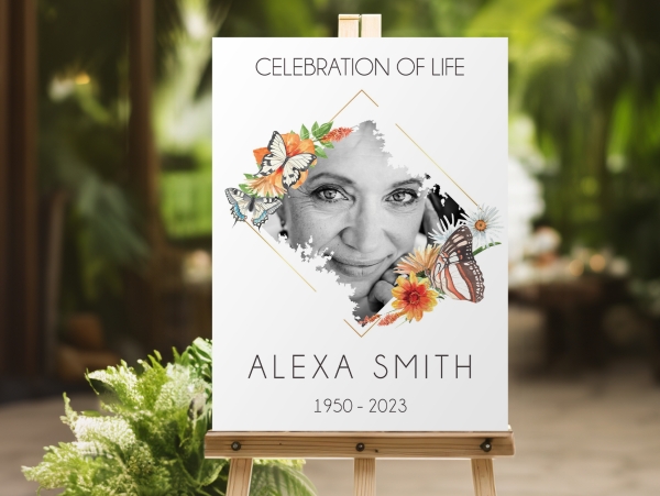 Sunflowers and butterflies funeral memory board 073 - Free Funeral Order of Service Template