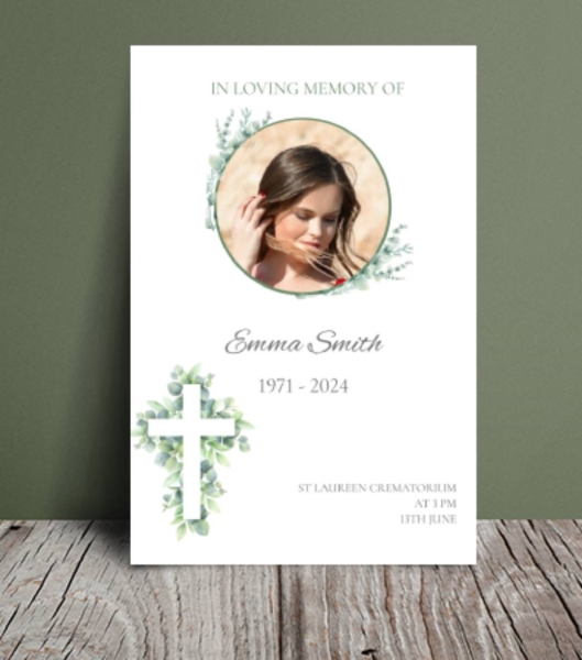Funeral order of service template with greenery holy cross design 160 - Free Funeral Order of Service Template