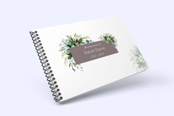 Green floral funeral condolence book 008 – Funeral Order of Service Template