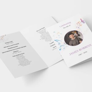 Music themed funeral order of service template 156