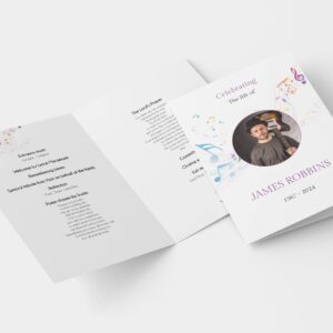 Music themed funeral order of service template 156