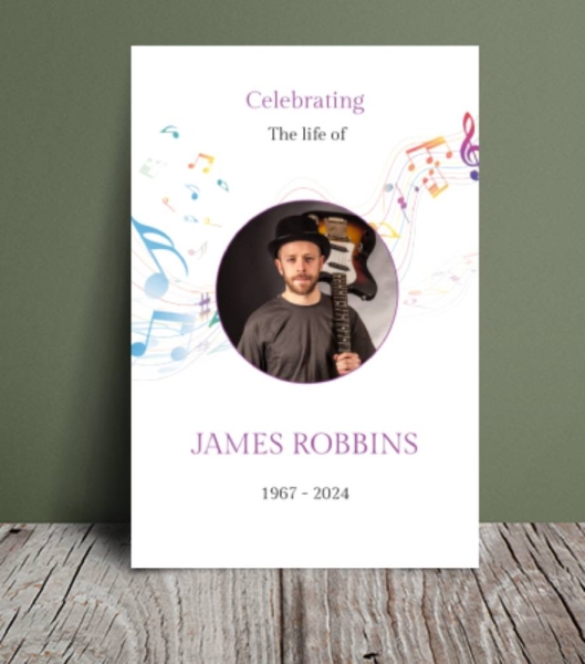 Music themed funeral order of service template 156 - Free Funeral Order of Service Template