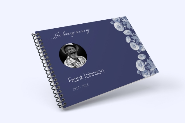 Navy blue floral funeral condolence book 015 - Free Funeral Order of Service Template