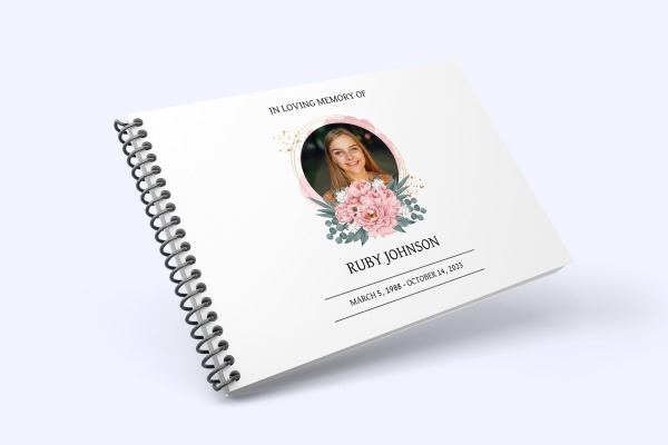 Pastel floral funeral condolence book 011 – Funeral Order of Service Template