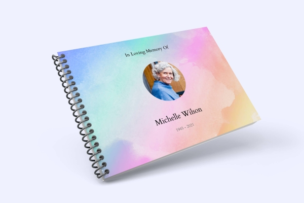 Rainbow colours funeral condolence book 029 - Free Funeral Order of Service Template