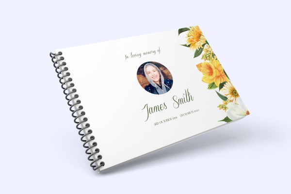 Sunflower theme funeral condolence book 009 – Funeral Order of Service Template