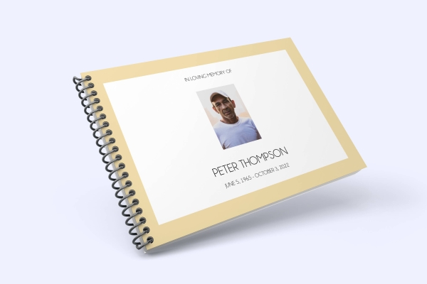 Yellow frame funeral condolence book 035 - Free Funeral Order of Service Template