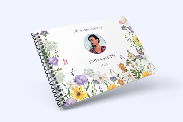 Rustic summer floral funeral condolence book 014 – Funeral Order of Service Template