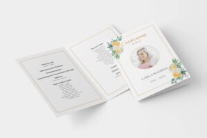 Yellow and white roses funeral order of service 162
