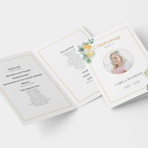 Yellow and white roses funeral order of service 162