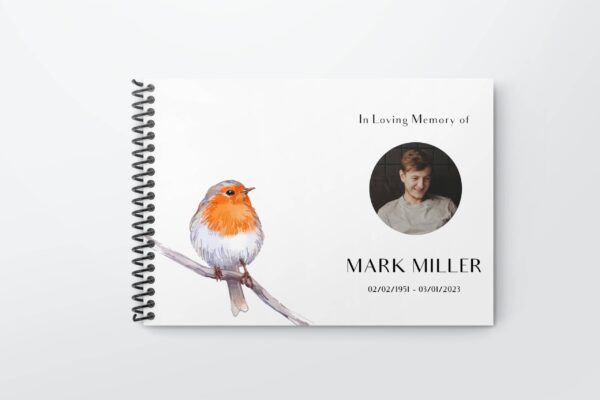 Funeral condolence guest book - Robin bird 037