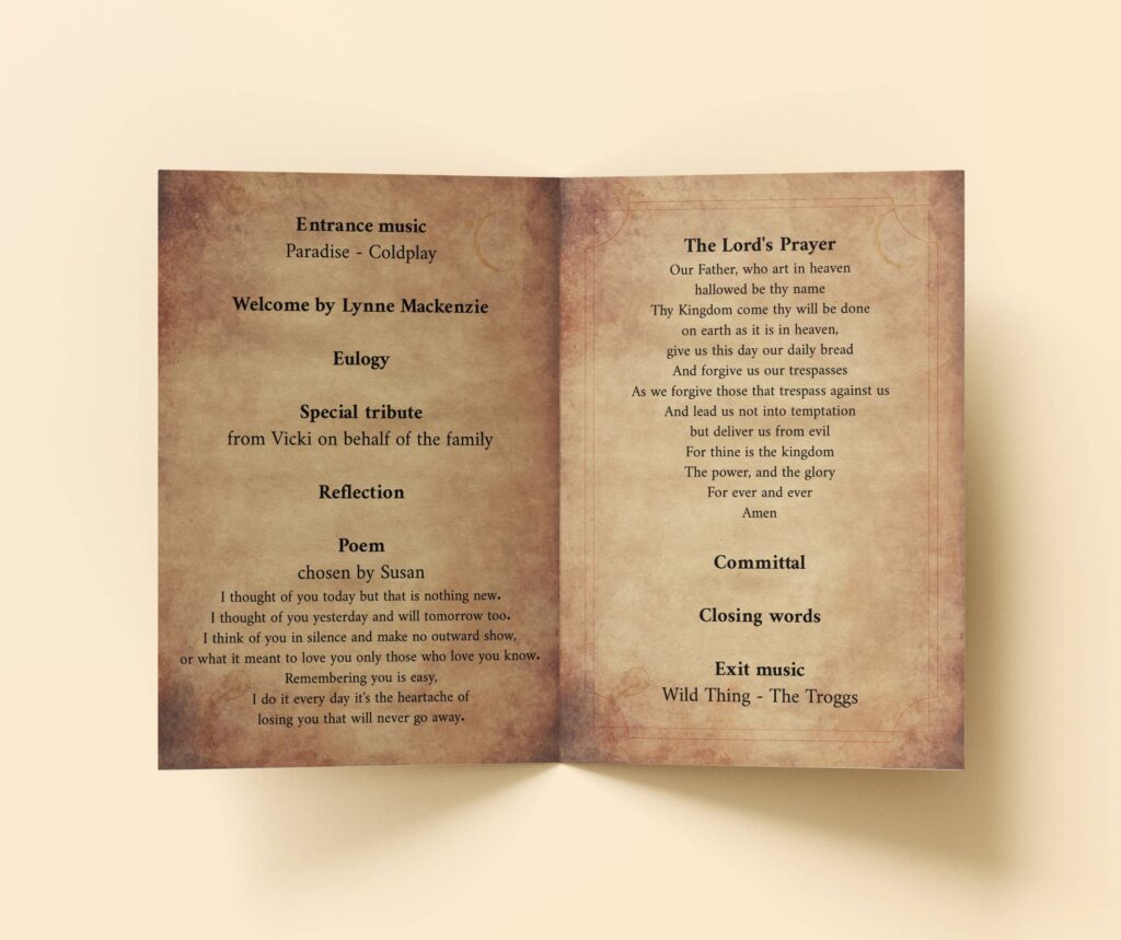Funeral order of service template