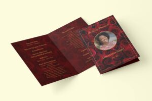 Burgundy roses funeral order of service template