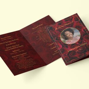Burgundy roses funeral order of service template