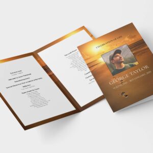 Footprint in sand funeral order of service template