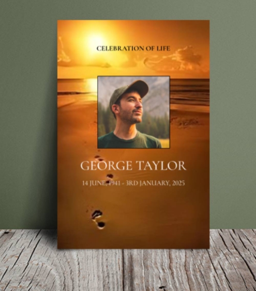 Footprints in the sand funeral order of service template 170 - Free Funeral Order of Service Template