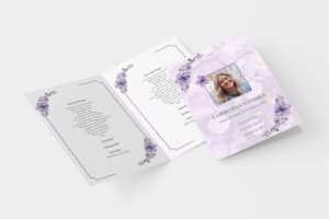 Purple bloom funeral order of service template 168