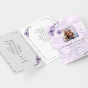 Purple bloom funeral order of service template 168