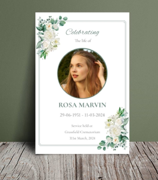 White floral funeral order of service template 169 - Free Funeral Order of Service Template