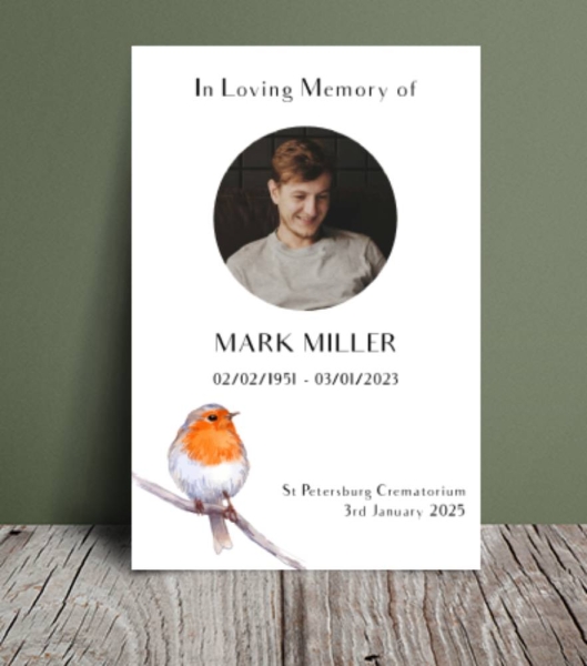 Robin appearance funeral order of service template 173 - Free Funeral Order of Service Template