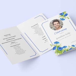 Blue corn flower funeral order of service template 178