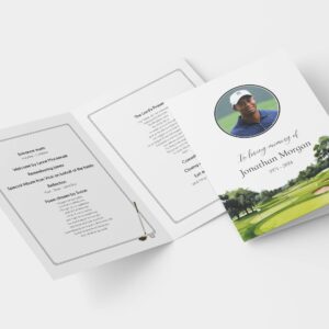 Golf themed order of service for funeral template 176