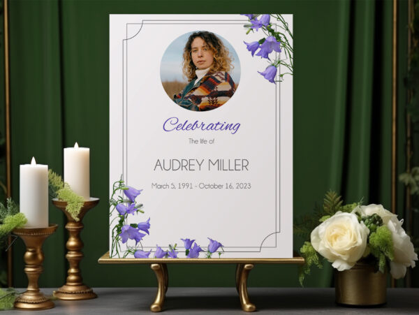 Scottish bluebell flowers funeral memorial sign