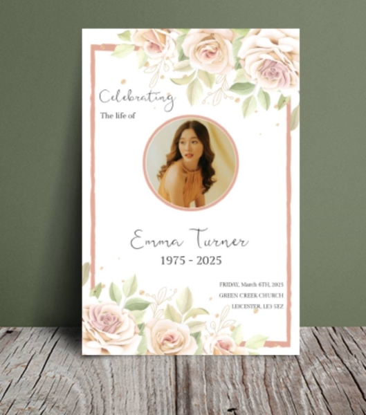 Delicate roses funeral order of service template 181 - Free Funeral Order of Service Template