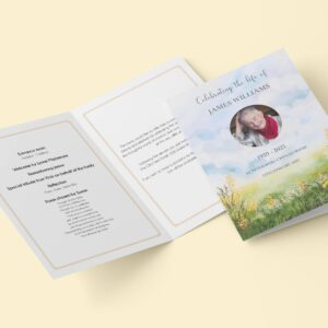 Watercolour background funeral order of service template 180