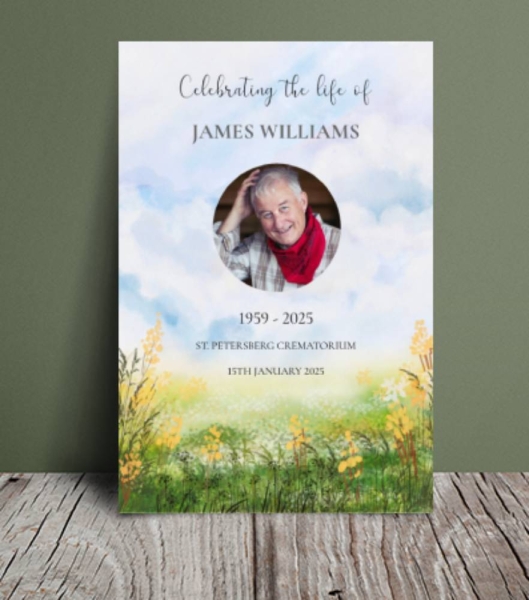 Watercolour background funeral order of service template 180 - Free Funeral Order of Service Template