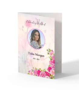 Dreamy floral background funeral order of service template 182