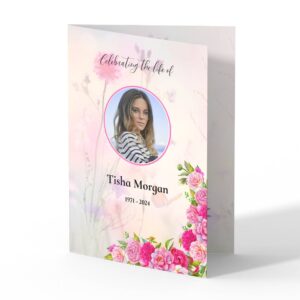 Dreamy floral background funeral order of service template 182